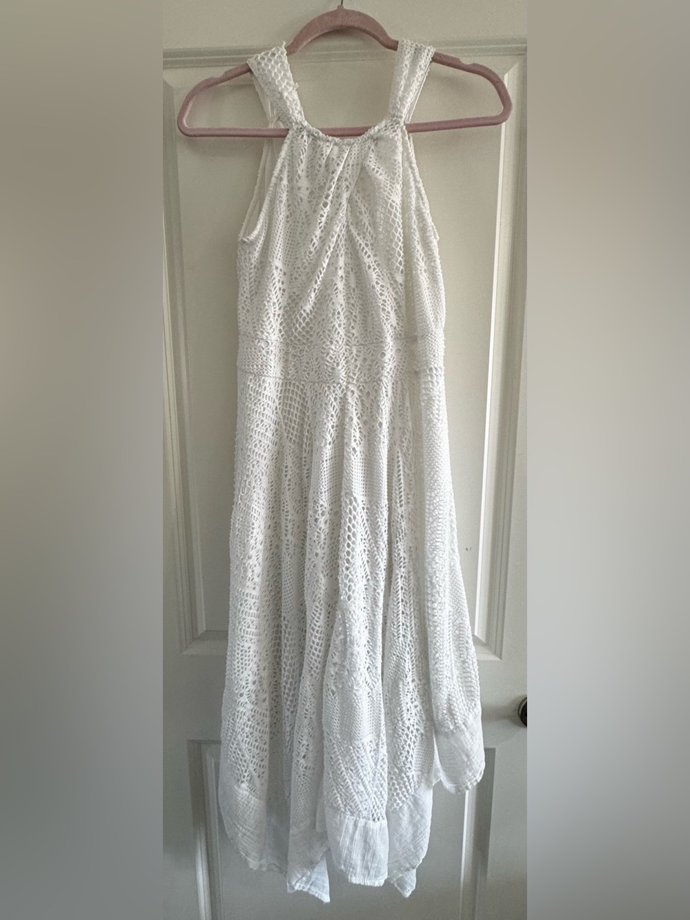 Chico's White Maxi Dress with Blush Strap Detail